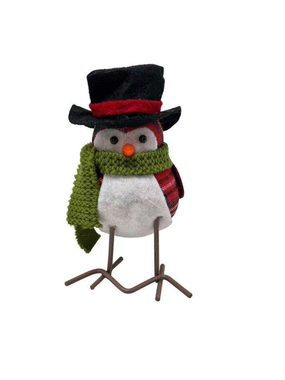 Holiday Time Plaid Bird Figurine with Top Hat and Scarf Christmas Tiered Tray De
